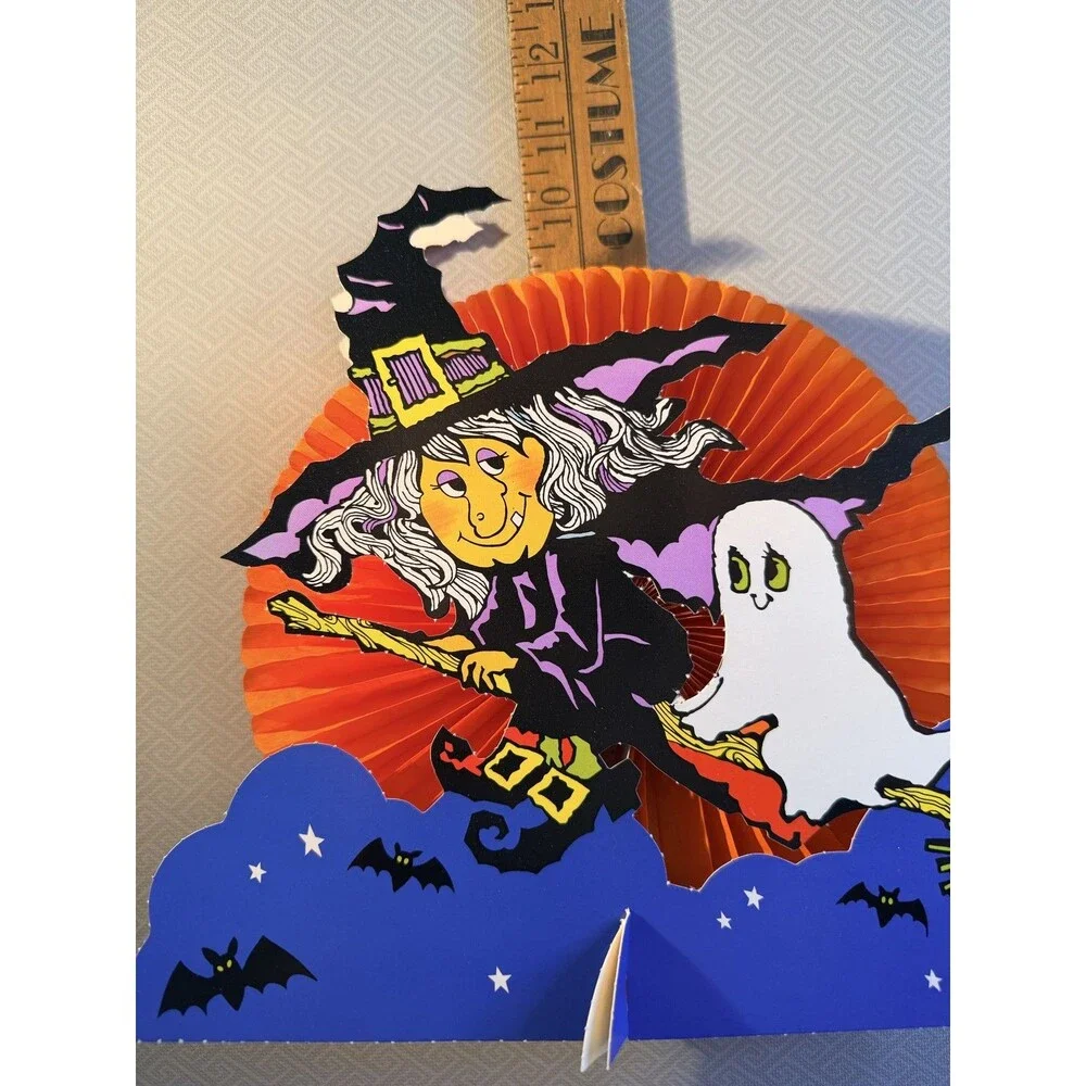 Vintage American Greetings Happy Haunting Halloween Centerpiece Witch Ghost Bat